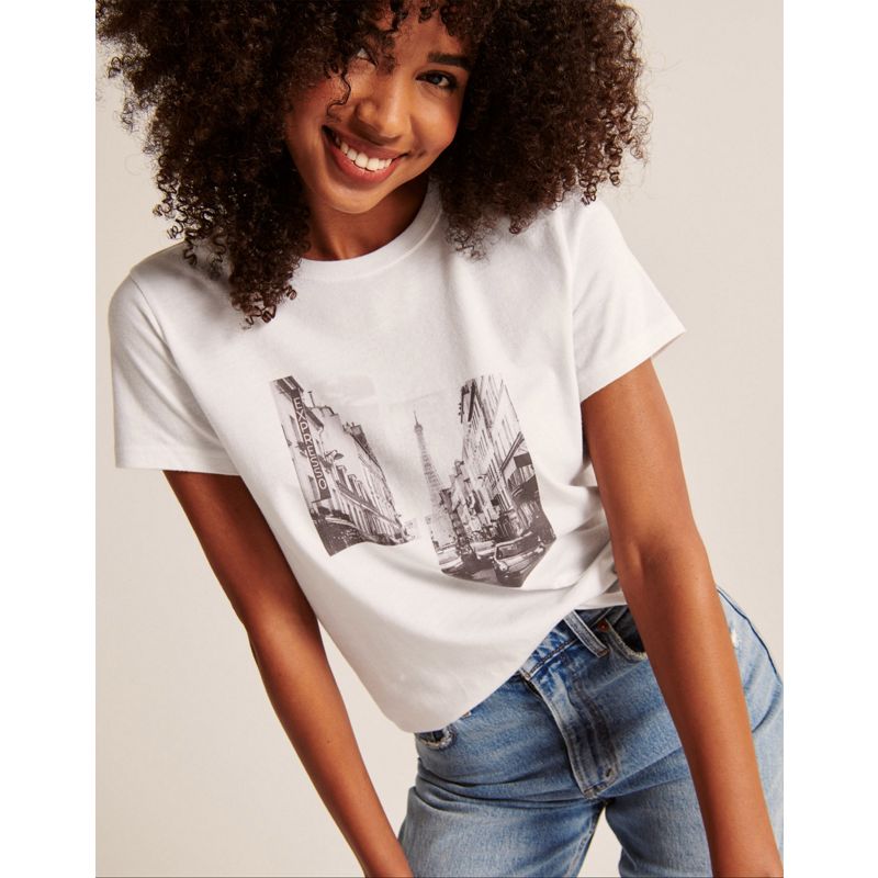 Donna Fy6Y5 Abercrombie & Fitch - T-shirt bianca con grafica