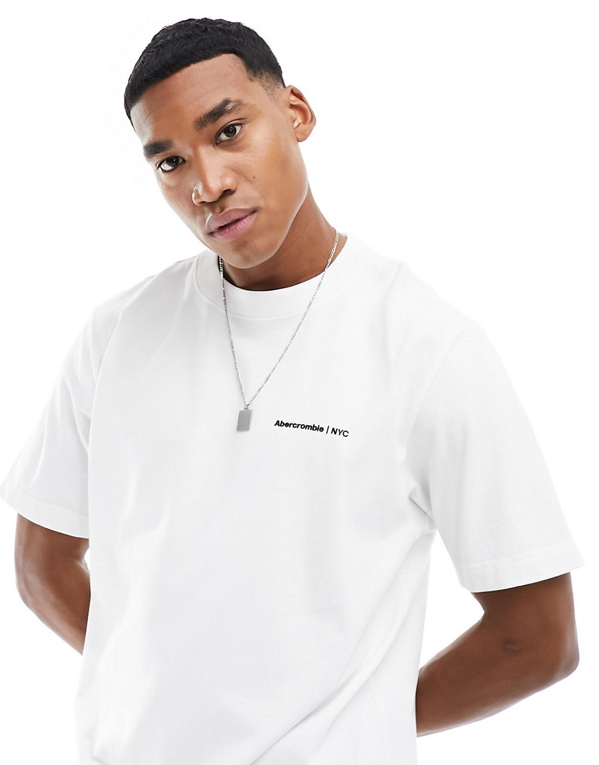 abercrombie & fitch - microscale trend - t-shirt bianca con logo-bianco