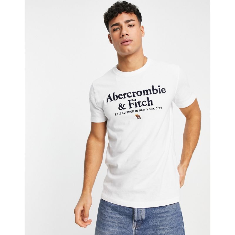 T-shirt e Canotte Uomo Abercrombie & Fitch - T-shirt bianca con logo sul petto