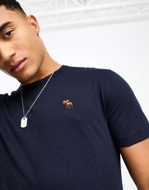 Abercrombie & Fitch - T-shirt blu navy con logo a icona, 4 di 4