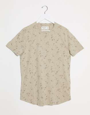 Abercrombie & Fitch - T-shirt con logo a fiori color cuoio