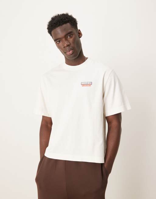 Abercrombie & Fitch cropped graphic back print T-shirt in white