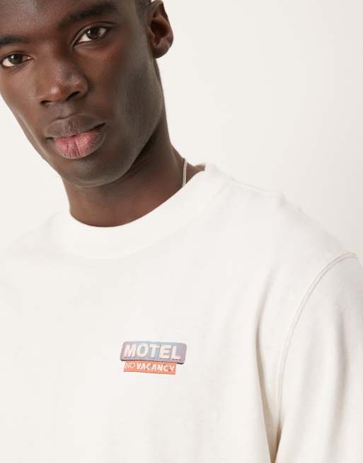 Abercrombie & Fitch cropped graphic back print T-shirt in white