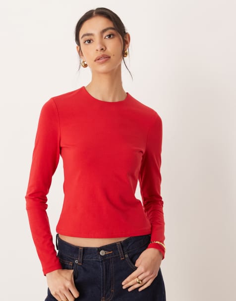 Abercrombie & Fitch - T-shirt court à manches longues - Rouge - view 1