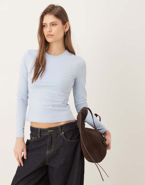 Abercrombie & Fitch - T-shirt court sans coutures à manches longues - Bleu - view 1