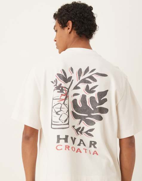 Abercrombie & Fitch - T-shirt crop top à imprimé destination au dos - Blanc - view 1