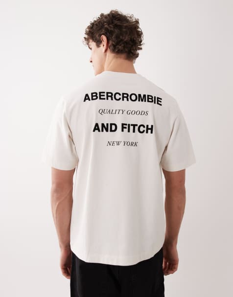 Abercrombie & Fitch - T-shirt épais de qualité supérieure avec logo au dos - Blanc - view 1