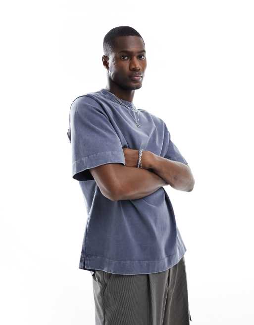 Abercrombie & Fitch - T-shirt épais de qualité supérieure - Gris délavé