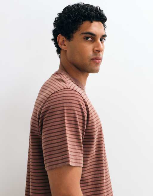 Abercrombie & Fitch t-shirt épais premium à rayures marron, 3 de 10