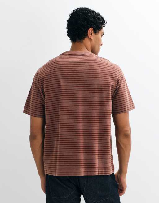 Abercrombie & Fitch t-shirt épais premium à rayures marron, 5 de 10