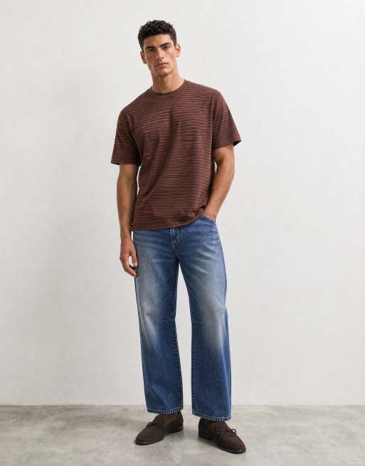 Abercrombie & Fitch t-shirt épais premium à rayures marron, 8 de 10