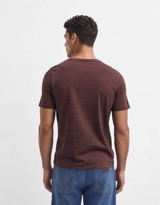 Abercrombie & Fitch t-shirt épais premium à rayures marron, 9 de 10