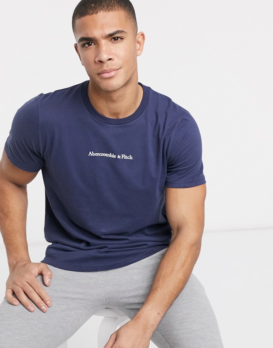 Abercrombie & Fitch - T-shirt girocollo blu slavato con mini logo