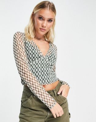 Abercrombie & Fitch printed mesh tee in green  - ASOS Price Checker