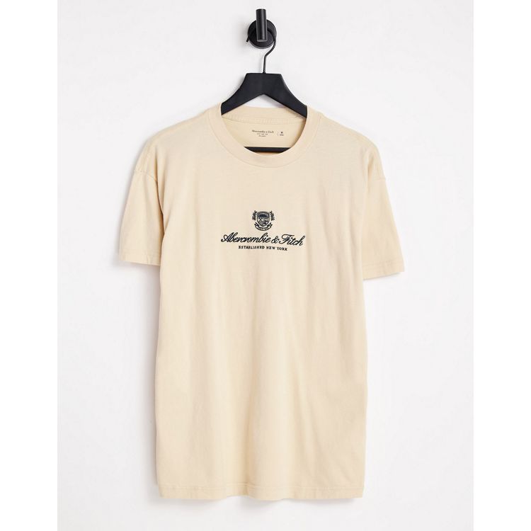Abercrombie & Fitch t-shirt in beige with chest heritage logo