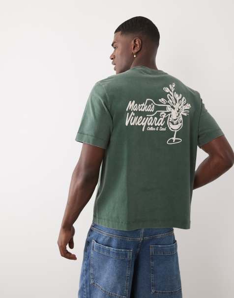 Abercrombie & Fitch – T-Shirt in Grün mit Reiseziel-Grafikmotiv - view 1
