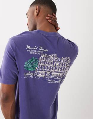 T-Shirt in Marineblau mit Hotel-Rückenprint-Navy Navy S