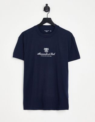 Abercrombie & Fitch t-shirt in navy with chest heritage logo