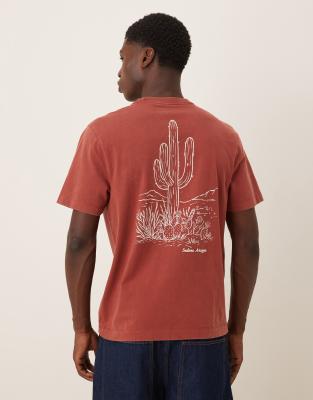 T-Shirt in Rot mit Grafikprint im Westernstil am Rücken Rot XS