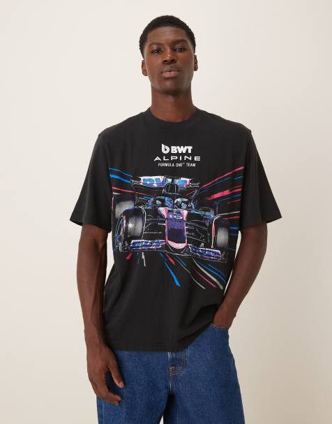 Abercrombie & Fitch – T-Shirt in Schwarz mit „Alpine“-Motivprint auf der Vorderseite - view 1