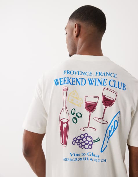 Abercrombie & Fitch – T-Shirt in Weiß mit „Weekend Wine Club“-Rückenprint - view 1