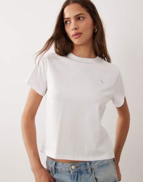 Abercrombie & Fitch T-shirt med ikonlogo til hverdag i hvid - view 1
