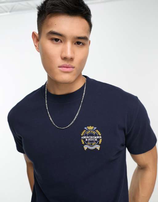 Abercrombie & Fitch Tshirt met embleemlogo in marineblauw ASOS