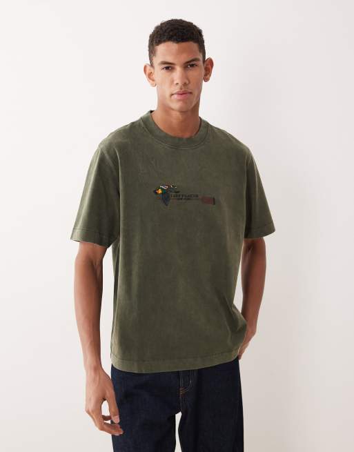 Abercrombie & Fitch - T-shirt met geborduurde Lake Placid-graphic in groen