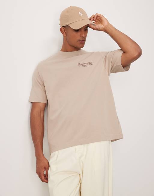 Abercrombie & Fitch - T-shirt met gepolijst geborduurd logo in donker stone
