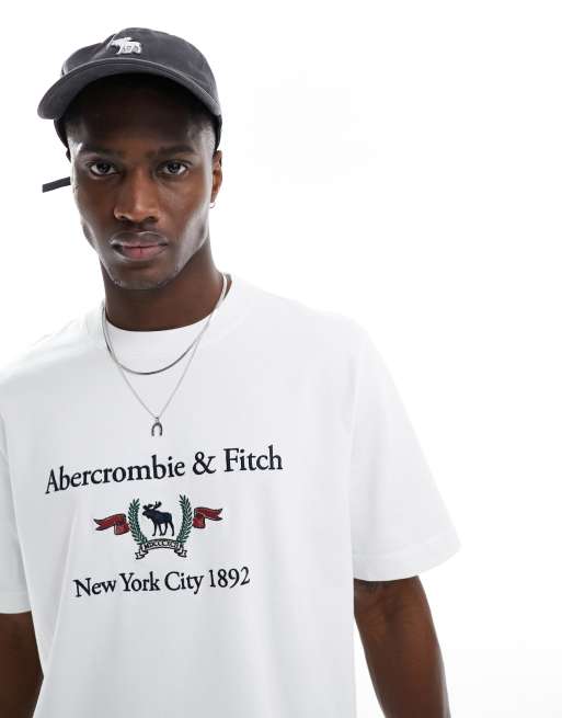Abercrombie & Fitch - T-shirt met heritage kranslogo in felwit