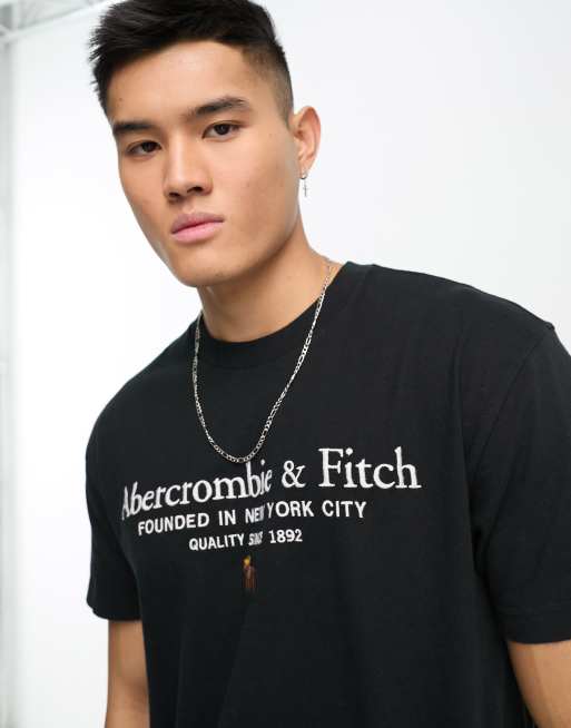 Abercrombie & Fitch - T-shirt met heritage-logo in zwartdf