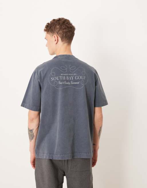 Abercrombie & Fitch - T-shirt met korte mouwen en vintage print op de achterkant in grijs
