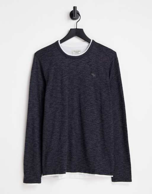Abercrombie & Fitch - T-shirt met lange mouwen in zwart