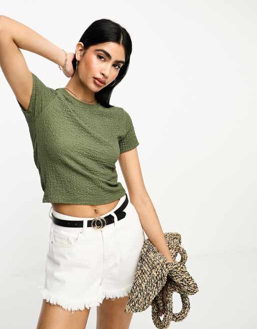 Abercrombie & Fitch - T-shirt met textuur in olijfgroen