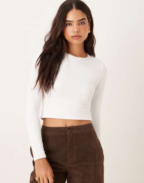 Abercrombie & Fitch - T-shirt mini a maniche lunghe bianca - view 1