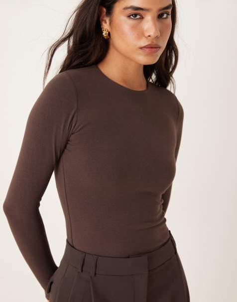 Abercrombie & Fitch - T-shirt mini a maniche lunghe marrone - view 1