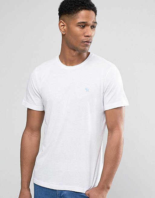 Abercrombie & Fitch T-Shirt Muscle Slim Fit Moose Logo in White | ASOS