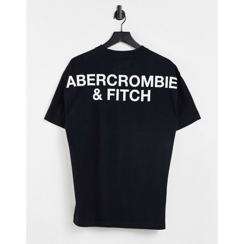 Uomo T-shirt e Canotte Abercrombie & Fitch - T-shirt nera con logo al centro sul petto e sul retro