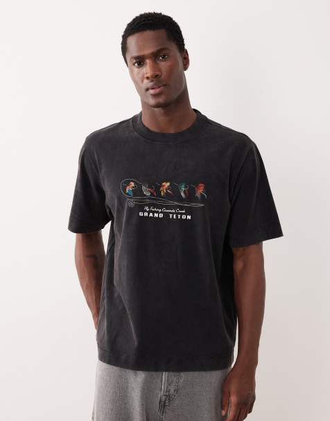 Abercrombie & Fitch - T-shirt nera con ricamo di pesca - view 1