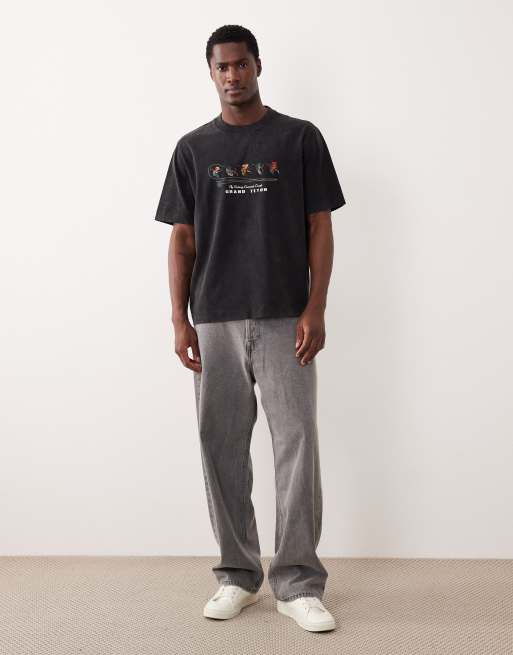 Abercrombie & Fitch - T-shirt nera con ricamo di pesca, 2 di 5