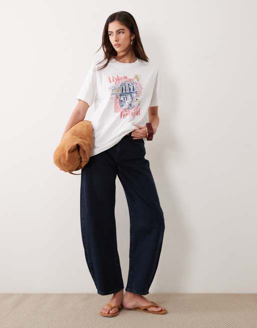 Abercrombie & Fitch - T-shirt oversize à imprimé « Lisbon » - Blanc, 2 de 4