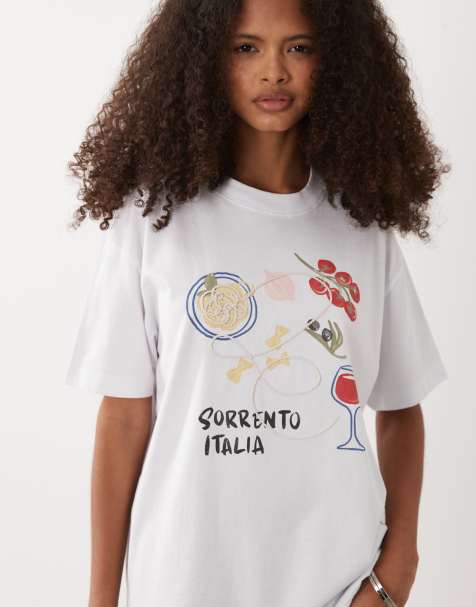 Abercrombie & Fitch - T-shirt oversize bianca con grafica "Sorrento" - view 1