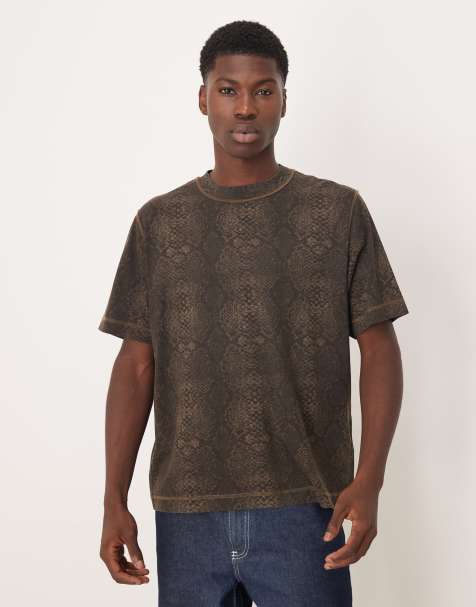 Abercrombie & Fitch – T-shirt oversize z wężowym wzorem z efektem sprania - view 1