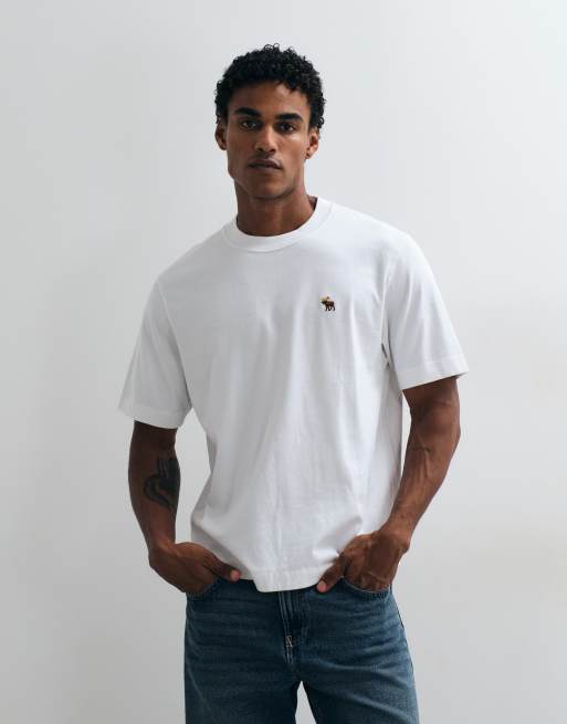 Abercrombie & Fitch t-shirt premium pesanti, 3 pezzi, nero, navy e bianco, 2 di 5
