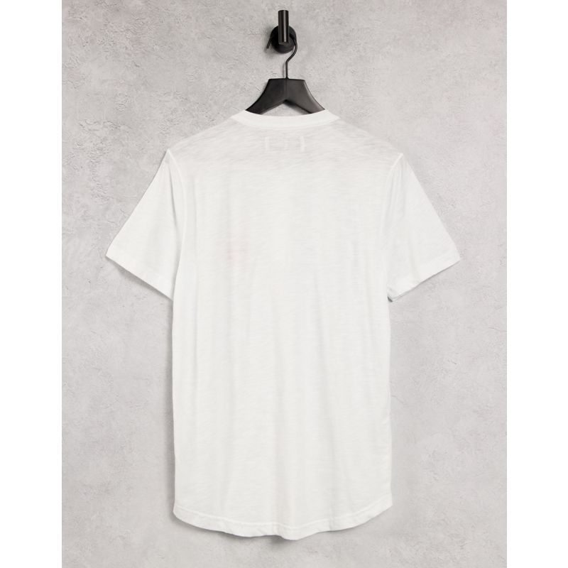 Abercrombie & Fitch - T-shirt serafino bianca con logo iconico grande