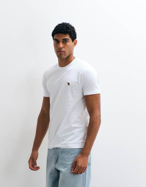 Abercrombie & Fitch - T-shirt slim bianca con logo, 2 di 5
