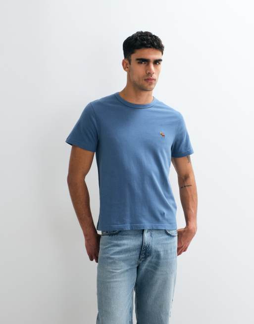 Abercrombie & Fitch - T-shirt slim blu con logo, 2 di 5