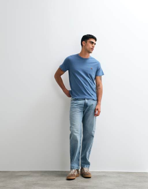Abercrombie & Fitch - T-shirt slim blu con logo, 3 di 5