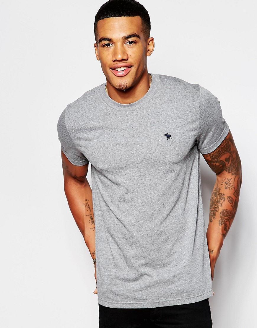 Abercrombie & Fitch T-Shirt with Logo In Muscle Slim Fit-Grey