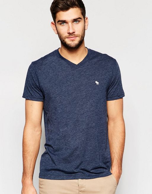 Abercrombie & Fitch T-Shirt With V Neck In Navy | ASOS